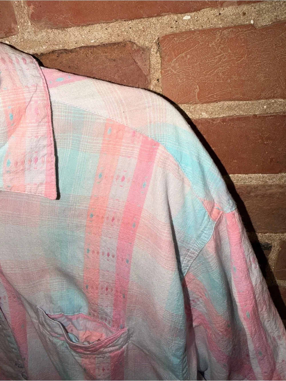 Pastel Pink & Mint Striped Button-Up Shirt